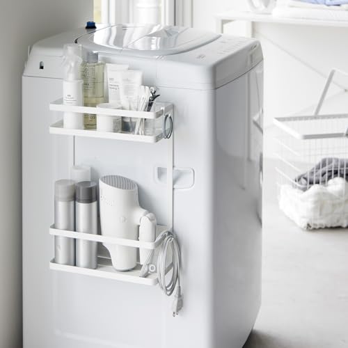 山崎実業(Yamazaki) 洗濯機横 マグネット 収納ラック 2段 ホワイト W28×D11.5×H40cm タワー tower ランドリーラック 大容量詰め替えも置ける 1800