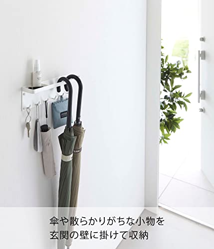 山崎実業(Yamazaki) 【 石こうボードピンセット・木ネジ 付属 】 石こうボード壁対応 トレー付き アンブレラホルダー ホワイト 約W28×D6.5×H9.5cm タワー tower 傘立て 玄関 小物収納 6691