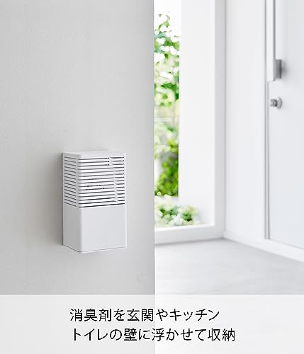 山崎実業(Yamazaki) 【 石こうボードピンセット・木ネジ 付属 】 石こうボード壁対応 消臭剤ケース Ｌ ホワイト 約W11×D9.5×H20.3cm タワー tower 石こうピンで取付 トイレ 玄関 浮かせる収納 3667